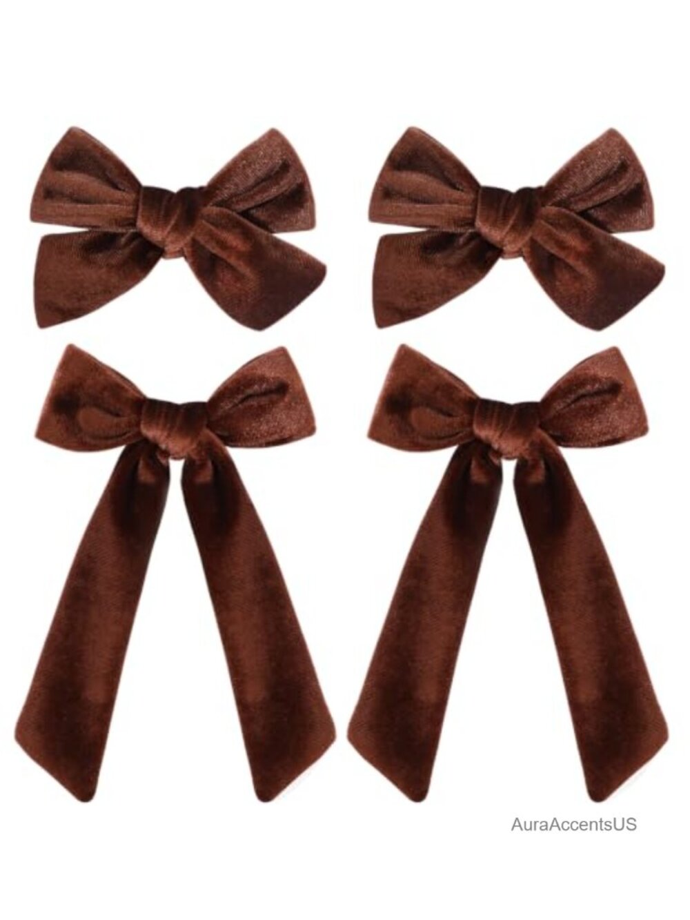 Velvet Hair Bows for Girls Set of 4 Alligator Clip Hair Accessories